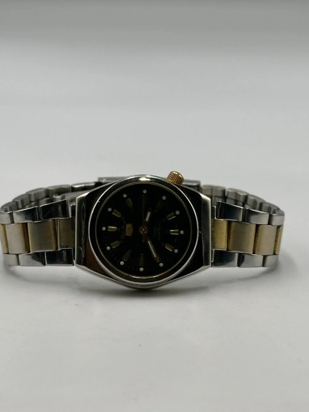Philip Persio Watch Women Silver Gold Two Tone Black Dial 24MM New Battery 6.5
